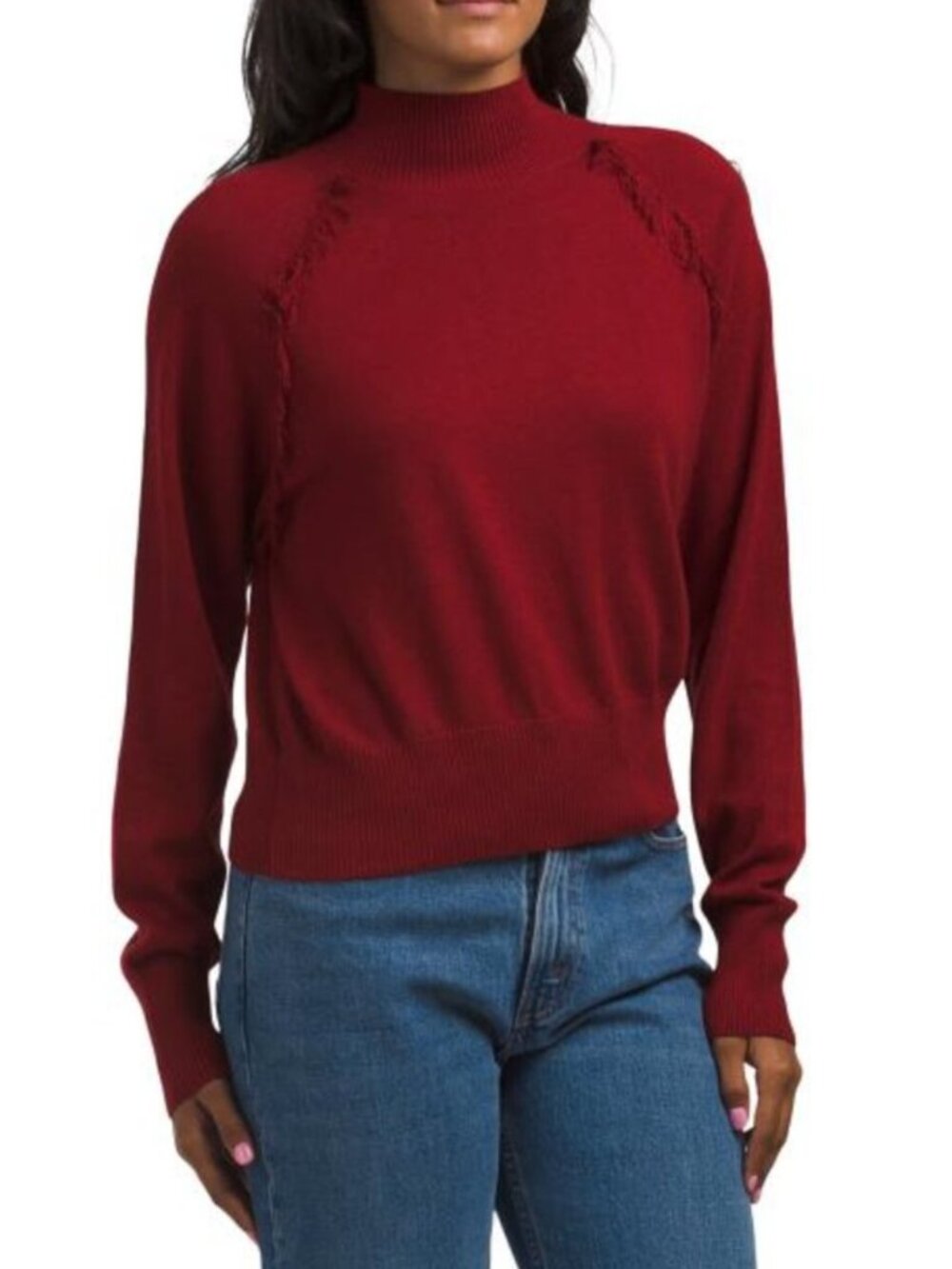 BRODIE CASHMERE Cotton And Cashmere Blend Fringe Raglan Crew Neck Sweater